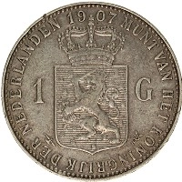 Продать Монеты Нидерланды 1 гульден 1907 Серебро