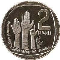 Продать Монеты ЮАР 2 ранда 2019 Медно-никель