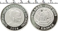 Продать Монеты Дания 100 крон 2008 Серебро