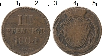 Продать Монеты Саксония 3 пфеннига 1804 Медь