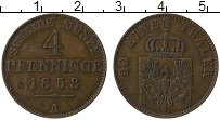 Продать Монеты Пруссия 4 пфеннига 1868 Медь