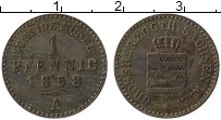 Продать Монеты Саксония 1 пфенниг 1859 Медь