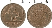 Продать Монеты Бельгия 2 сантима 1909 Медь