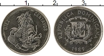 Продать Монеты Доминиканская республика 10 сентаво 1989 Сталь покрытая никелем