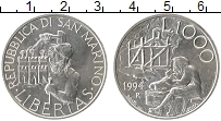 Продать Монеты Сан-Марино 1000 лир 1994 Серебро