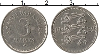 Продать Монеты Эстония 3 марки 1922 Медно-никель