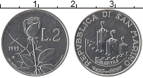 Продать Монеты Сан-Марино 2 лиры 1993 Алюминий