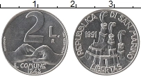 Продать Монеты Сан-Марино 2 лиры 1991 Алюминий