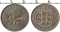 Продать Монеты Гернси 5 пенсов 1968 Медно-никель
