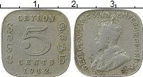 Продать Монеты Цейлон 5 центов 1912 Медно-никель