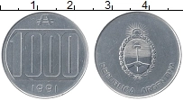 Продать Монеты Аргентина 1000 аустралес 1990 Алюминий