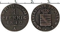 Продать Монеты Саксен-Веймар-Эйзенах 1 пфенниг 1840 Медь