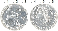 Продать Монеты Италия 2000 лир 1999 Серебро