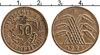 Продать Монеты Веймарская республика 50 пфеннигов 1924 Бронза
