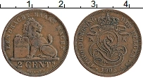 Продать Монеты Бельгия 2 сентима 1905 Медь