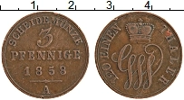 Продать Монеты Шаумбург-Липпе 3 пфеннига 1858 Медь