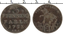 Продать Монеты Анхальт-Бернбург 3 пфеннига 1753 Медь