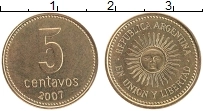 Продать Монеты Аргентина 5 сентаво 2008 сталь покрытая латунью