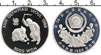 Продать Монеты Южная Корея 5000 вон 1988 Серебро