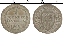 Продать Монеты Швейцария 1/2 батзена 1808 