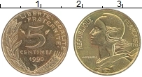 Продать Монеты Франция 5 сантим 1990 Латунь