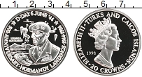 Продать Монеты Теркc и Кайкос 20 крон 1994 Серебро