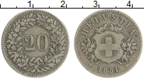 Продать Монеты Швейцария 20 рапп 1850 Медно-никель