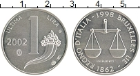Продать Монеты Италия 1 лира 2002 Серебро