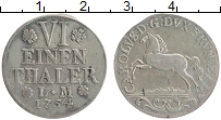 Продать Монеты Брауншвайг-Вольфенбюттель 1/6 талера 1754 Серебро