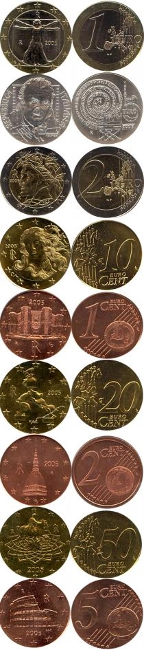 Продать Подарочные монеты Италия Официальный евровыпуск 2005 года 2005 