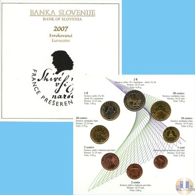 Продать Подарочные монеты Словения Набор евромонет Словении 2007 