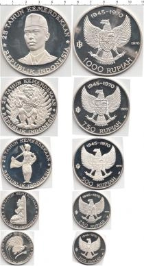 Продать Подарочные монеты Индонезия 25-летие независимости 1970 Серебро