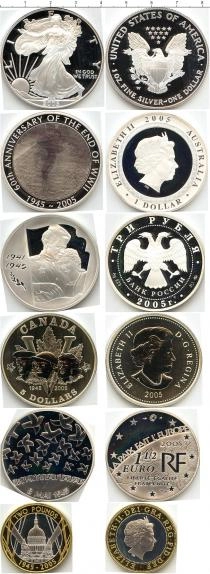 Продать Подарочные монеты Россия 60-летие окончания Великой Отечественной Войны 2005 Серебро