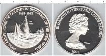 Продать Монеты Теркc и Кайкос 20 крон 1991 Серебро