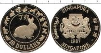 Продать Подарочные монеты Сингапур Год кролика 1987 Серебро