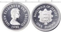 Продать Монеты Остров Джерси 1 фунт 1992 Серебро