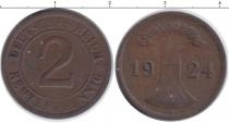 Продать Монеты Веймарская республика 2 пфеннига 1924 Медь