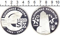 Продать Монеты Словения 1000 крон 2008 Серебро