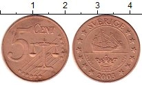 Продать Монеты Швеция 5 евроцентов 2003 Бронза