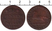 Продать Монеты Брауншвайг-Вольфенбюттель 2 1/2 пфеннига 1792 Медь