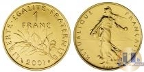 Продать Монеты Франция 1 франк 2001 Золото