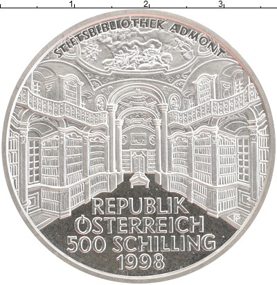 

Монеты Клуб Нумизмат, Монета Австрия 500 шиллингов 1998 Библиотека Аббатства Адмонта Се...