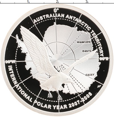 

Монеты Клуб Нумизмат, Монета Австралия 5 долларов 2008 Международный полярный год Сереб...