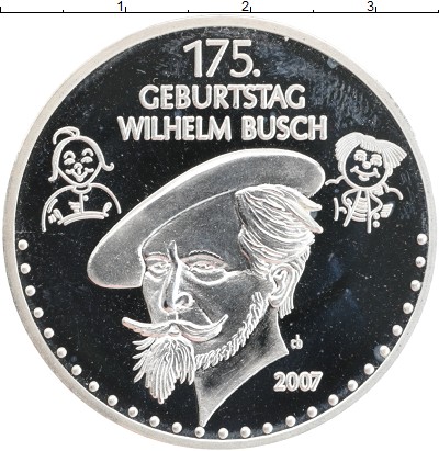 

Монеты Клуб Нумизмат, Монета Германия Жетон 2007 Вильгельм Буш Посеребрение Proof-