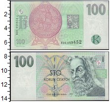 

Банкноты Клуб Нумизмат, Банкнота Чехия 100 крон 1997 UNC