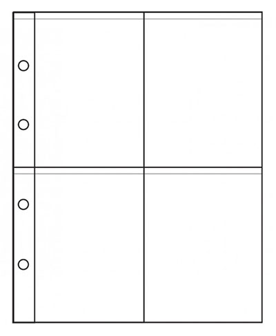 Прозрачный лист на 4 (2x2) ячейки (формат Optima) Optima Лист формата Optima для банкнот из пленки повышенной прозрачности