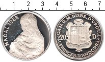 

Монеты Клуб Нумизмат, Монета Андорра 20 динерс Серебро 1985 Proof-