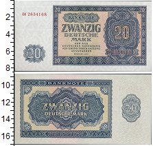 

Банкноты Клуб Нумизмат, Банкнота Германия 20 марок 1955 UNC-